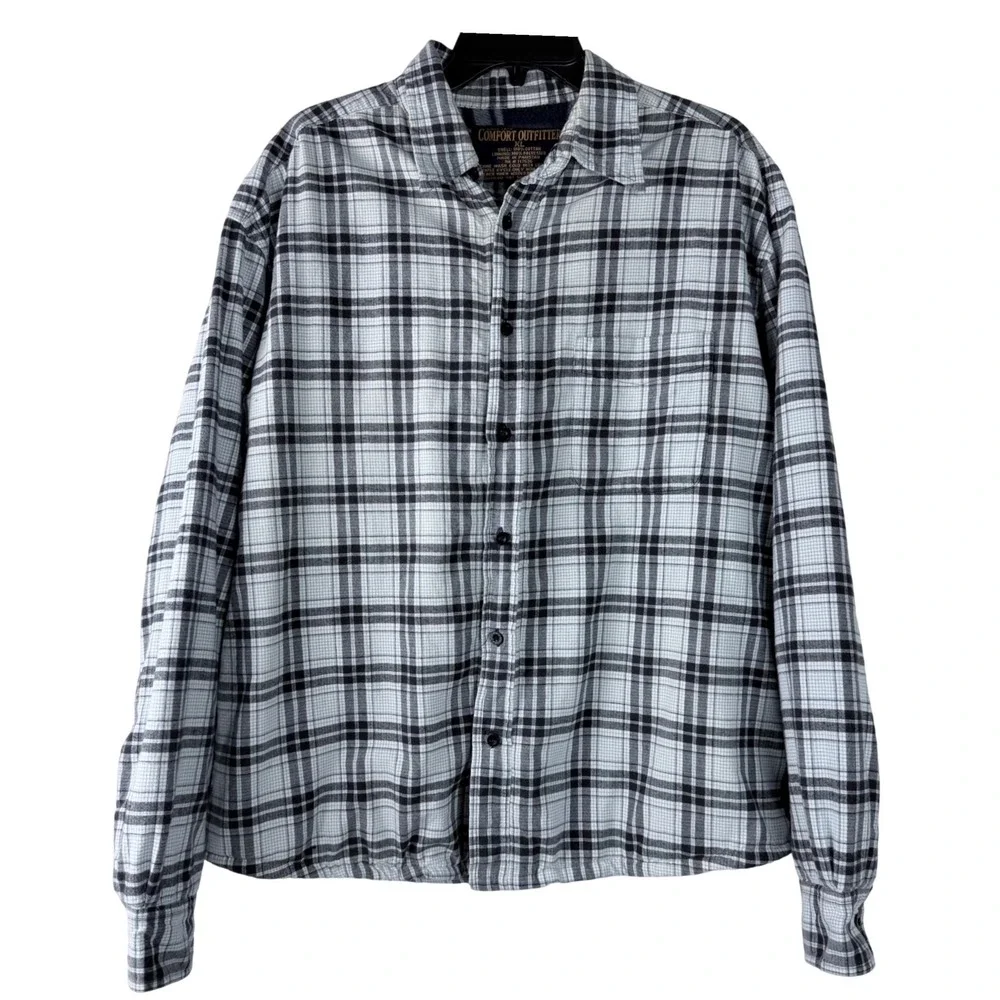 Comfort Outfitters Mens Cotton‎ XL Flannel Lined Plaid Shirt Jacket Long Sleeve